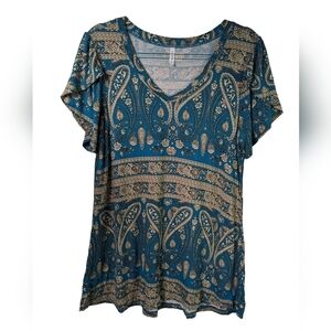 Cathy V Neck Printed Tee Sz M